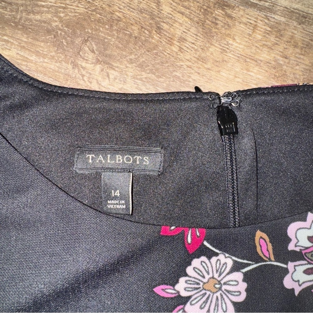 Talbots Black Dress with Pink Floral Design - Picture 10 of 11